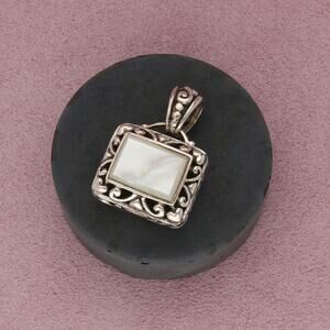 sterling silver chunky mother of pearl pendant